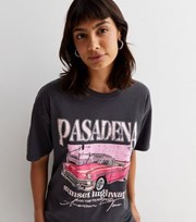 New Look Dark Grey Car Pasadena Logo Oversized T-Shirt